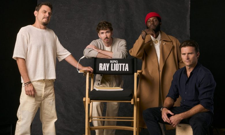 Ariel Vromen, Dylan Arnold, Tyrese Gibson and Scott Eastwood pose with Ray Liotta