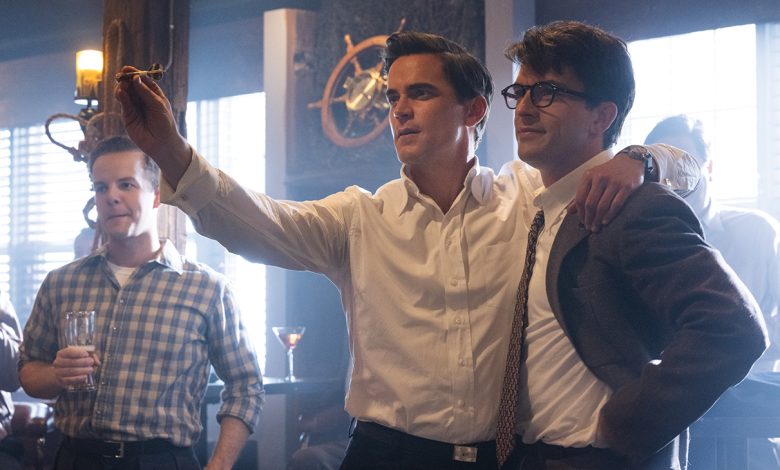 Matt Bomer (left) as Hawk Fuller and Jonathan Bailey as Tim Laughlin in Fellow Travelers.