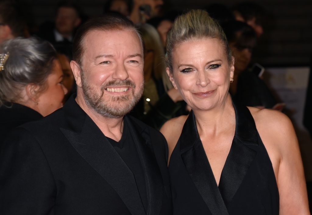 Ricky Gervais and Jane Fallon on red carpet