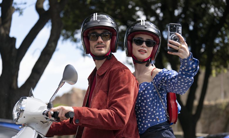 Eugenio Franceschini and Lily Collins in Netflix