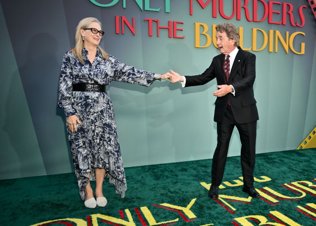 Meryl Streep and Martin Short at the Season 4 premiere of Hulu's "Only Murders In The Building" at Paramount Studios on August 22, 2024 in Los Angeles, California