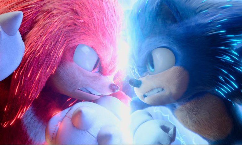 Knuckles (Idris Elba) and Sonic (Ben Schwartz) in Sonic The Hedgehog 2.