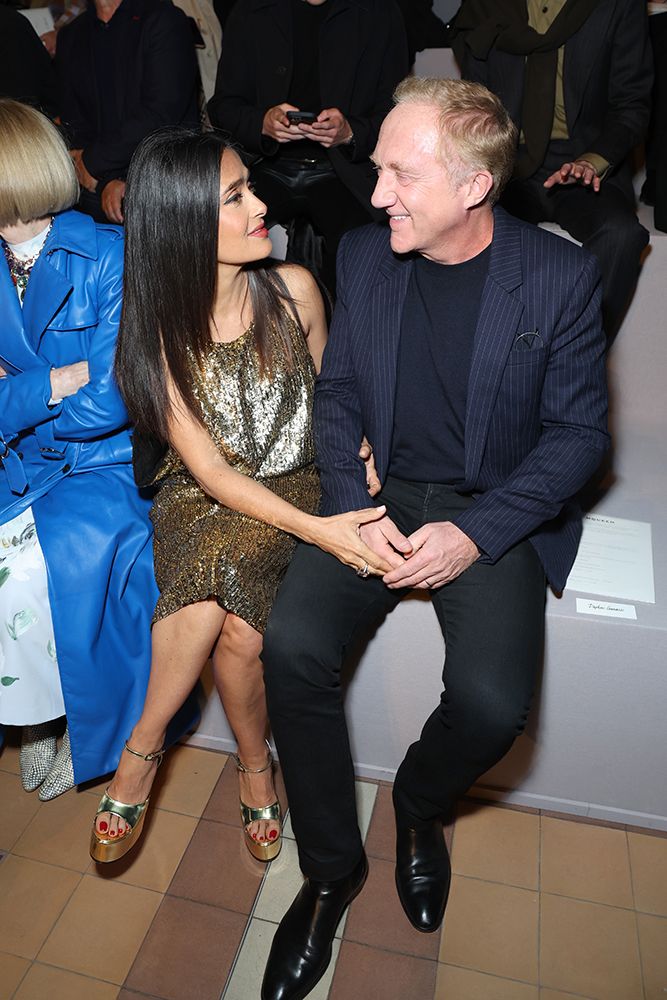 Salma Hayek and CEO of Kering Francois-Henri Pinault at the McQueen show