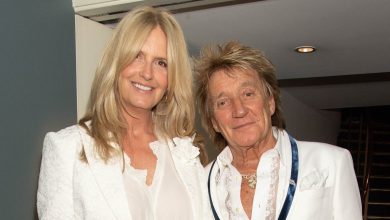 Penny Lancaster wows in fitted backless dress for night out with Rod Stewart