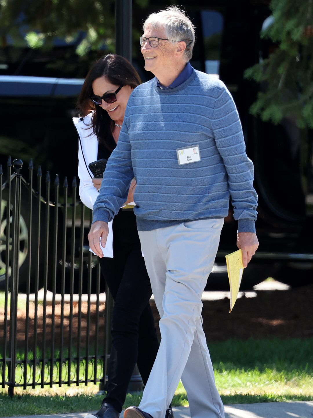 Bill and Paula walking and smiling together