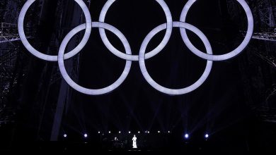 Canadian Singer Celine Dion performs on the Eiffel Tower as the conclusion of the opening ceremony of the Olympic Games Paris 2024 on July 26, 2024 in Paris, France.