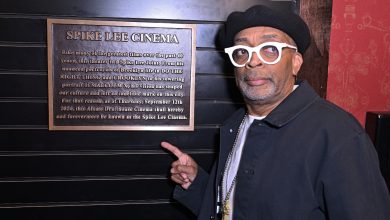 Spike Lee at his movie theater dedication in Brooklyn.