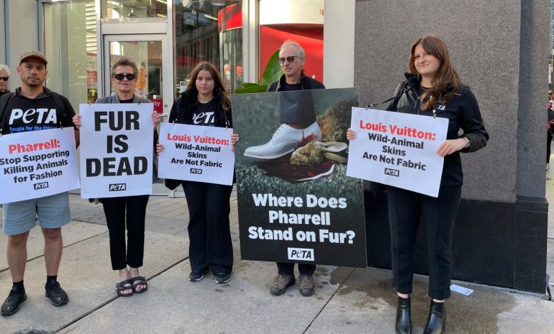 PETA activists protest Pharrell Williams