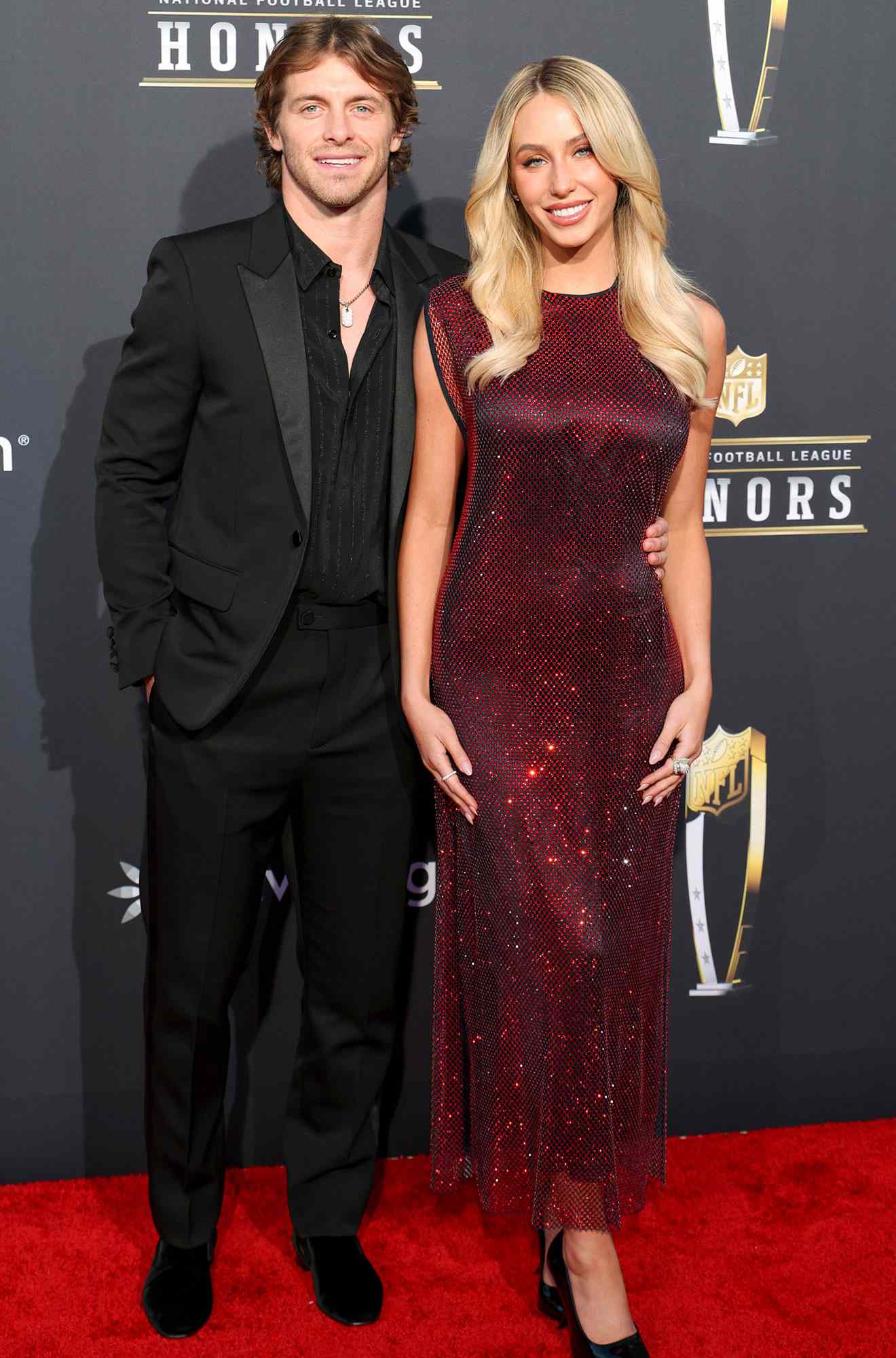 Braxton Berrios and Alix Earle at the 13th Annual NFL Honors on February 8, 2024 in Las Vegas, Nevada. 