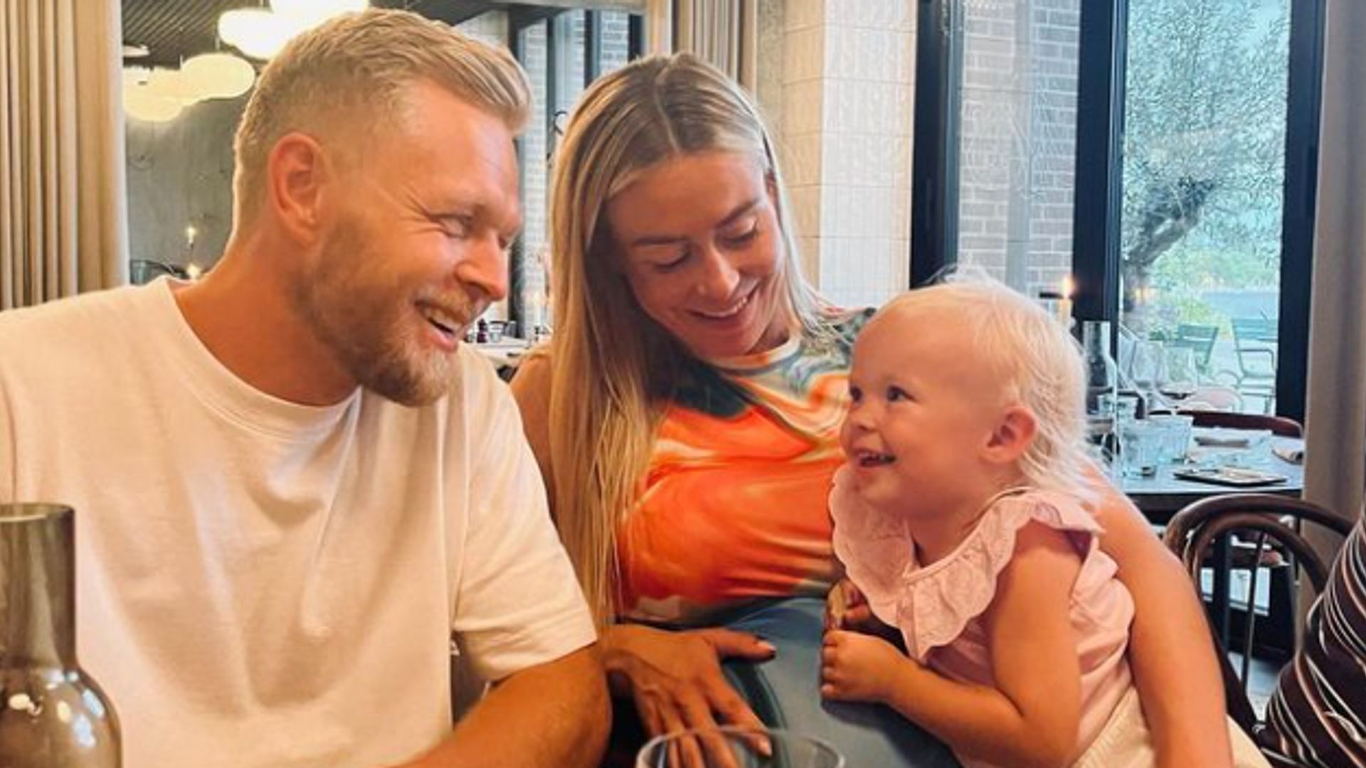 Kevin Magussen with his wife and daughter