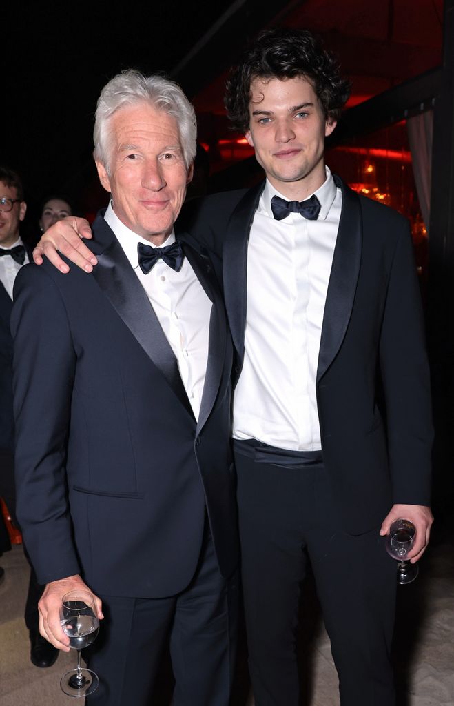 Richard Gere and Homer James Jigme Gere attend the "Oh, Canada" after-party, presented by Veuve Clicquot, at Lucia Cannes by Nikki Beach Hospitality Group, on May 17, 2024 in Cannes, France.