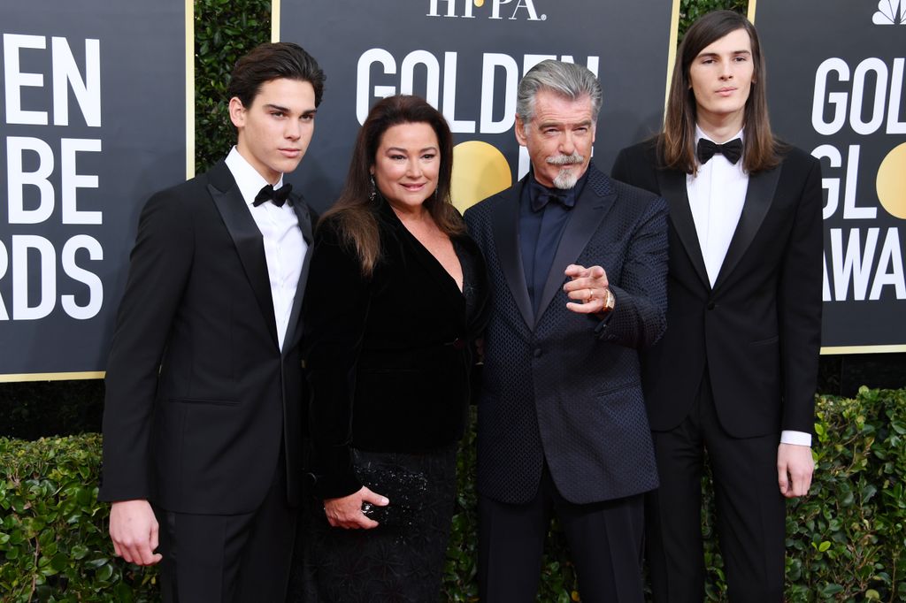 Dylan Brosnan, Keely Shaye Smith, Pierce Brosnan and Paris Brosnan attend the 77th Annual Golden Globe Awards at The Beverly Hilton Hotel on January 05, 2020 in Beverly Hills, California