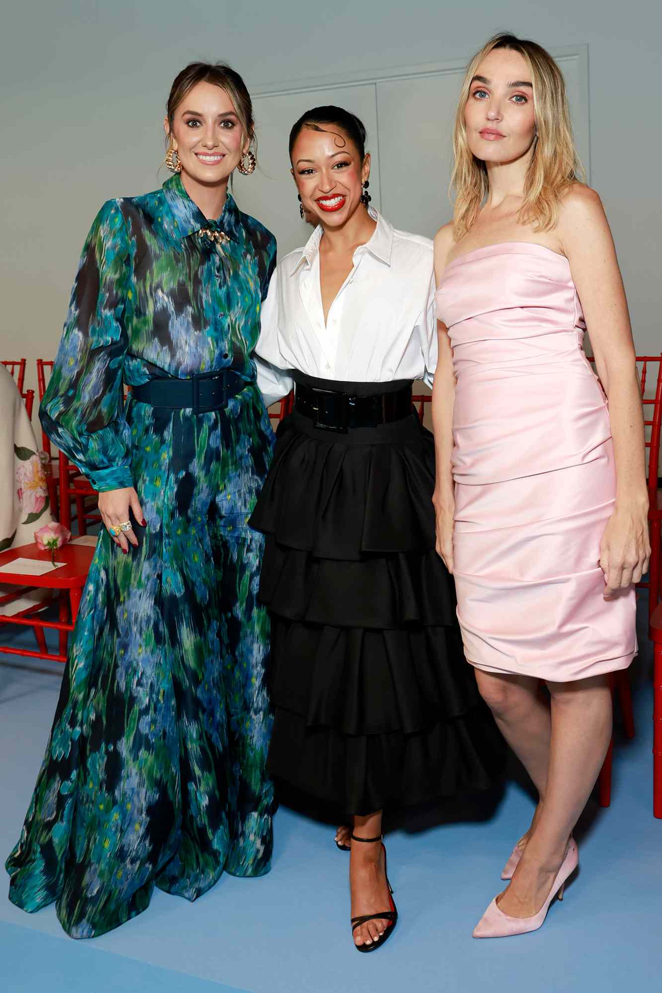 Lainey Wilson, Liza Koshy, and Chloe Fineman attend the Carolina Herrera fashion show during the September 2024 New York Fashion Week on September 09, 2024 in New York City.