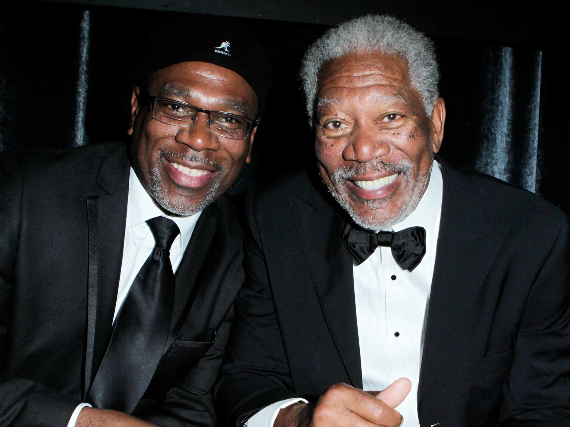 Alfonso Freeman and father Morgan Freeman attend The Weinstein Company's 2012 Golden Globe Awards After Party with Chopard, Marie Claire and HP at The Beverly Hilton hotel on January 15, 2012 in Beverly Hills, California