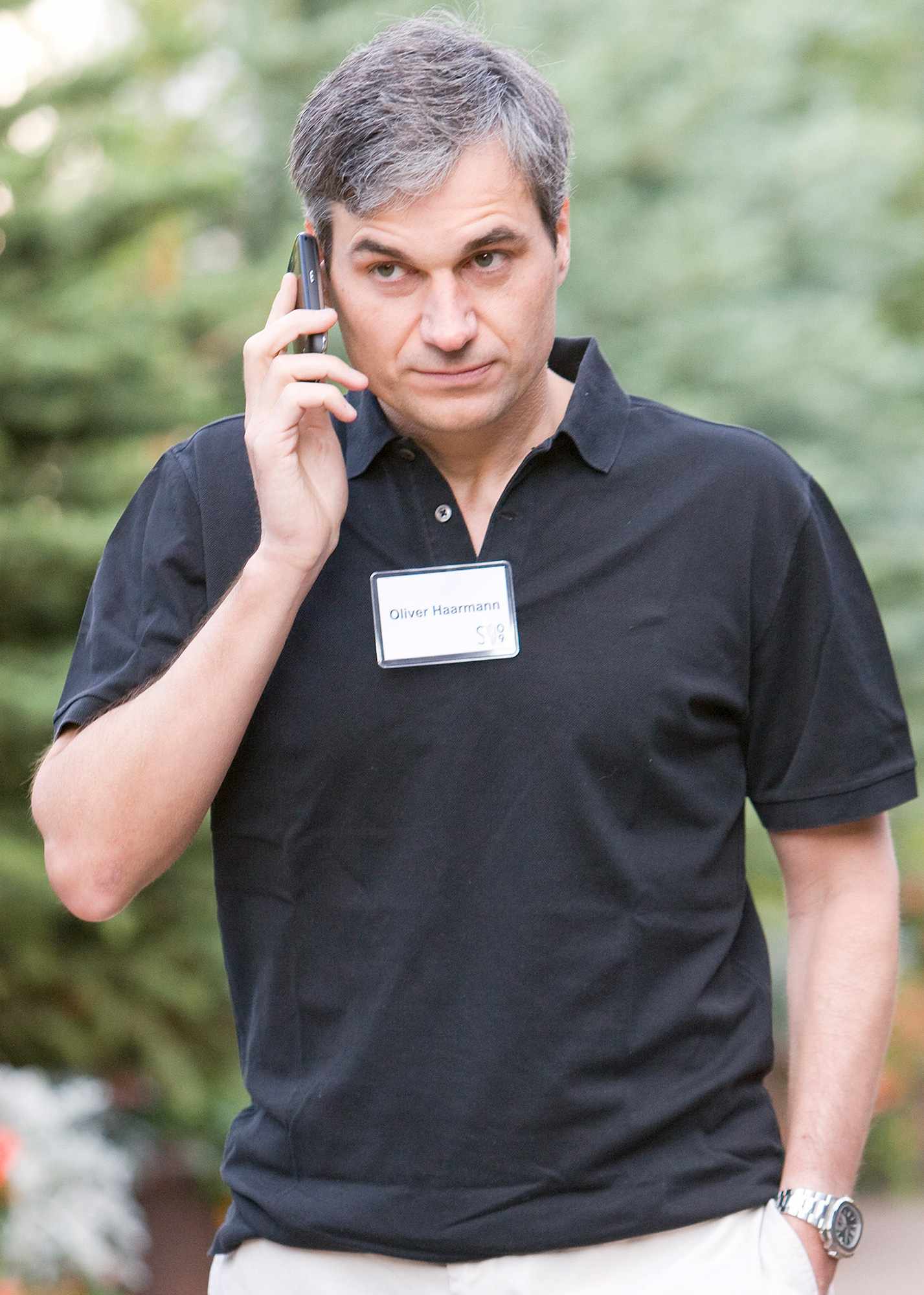 Oliver Haarmann arrives for a morning session during the Allen & Co. Media and Technology Conference in Sun Valley, Idaho on July 9, 2009.