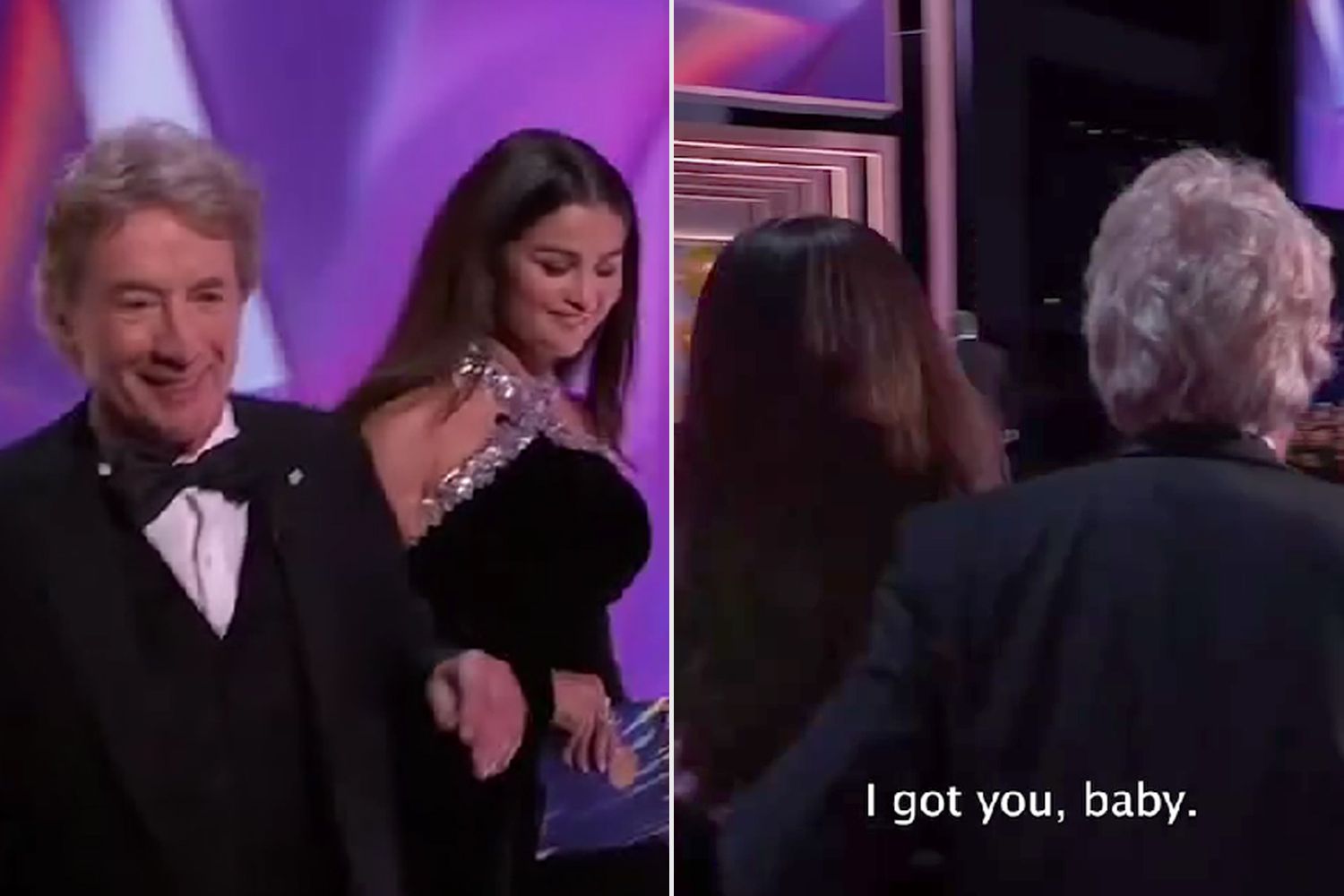 Martin Short and Selena Gomez walk onstage during the 76th Primetime Emmy Awards