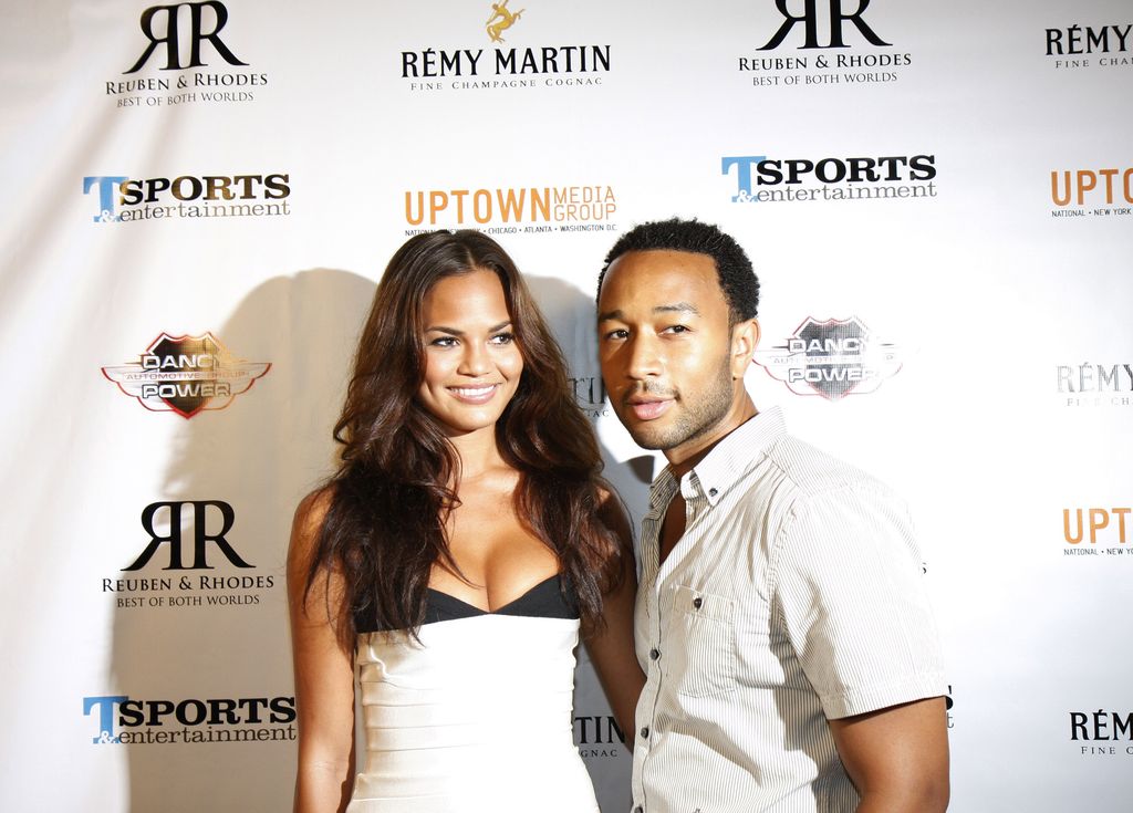 Chrissy Teigen (L) and John Legend in 2008