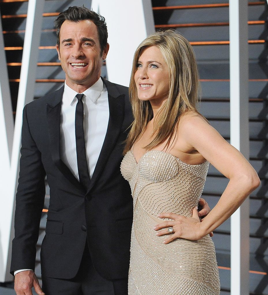 Justin Theroux and actress Jennifer Aniston on red carpet