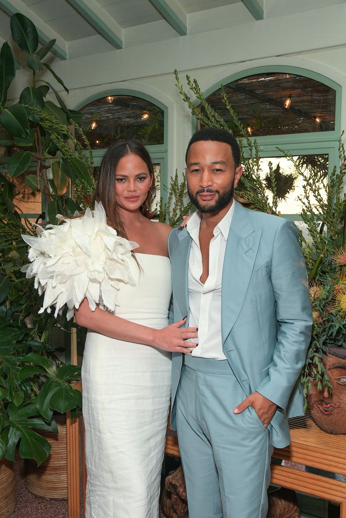 Chrissy Teigen and John Legend attend the Itâs Good âFrom the Source" Dinner hosted by John Legend & Mike Rosenthal featuring speciality Tequila Don Julio cocktails on July 10th in Los Angeles, California.