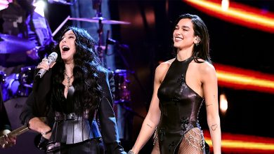 Cher and Dua Lipa perform at the 2024 Rock & Roll Hall of Fame induction ceremony.