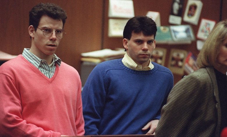 Erik Menendez (L) and his brother Lyle (R) listen during a pre-trial hearing, on December 29, 1992 in Los Angeles after the two pleaded innocent in the August 1989 shotgun deaths of their wealthy parents, Jose and Mary Louise Menendez of Beverly Hills, Calif.