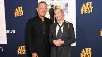 Tom Hanks and Robin Wright attend the AFI Fest world premiere of Here at TCL Chinese Theatre on Oct. 25 in Hollywood.