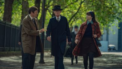 From left: James Norton, Bill Nighy and Thomasin McKenzie in 'Joy.'
Netflix/Kerry Brown
...