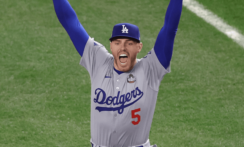 Freddie Freeman #5 of the Los Angeles Dodgers.