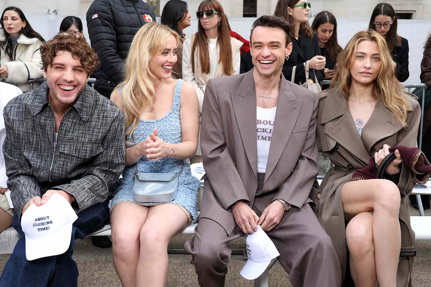 Lukas Gage, Kathryn Newton, Thomas Doherty and Paris Jackson attend the Stella McCartney Paris Womenswear Spring-Summer 2025 show as part of Paris Fashion Week on September 30, 2024 in Paris, France. 