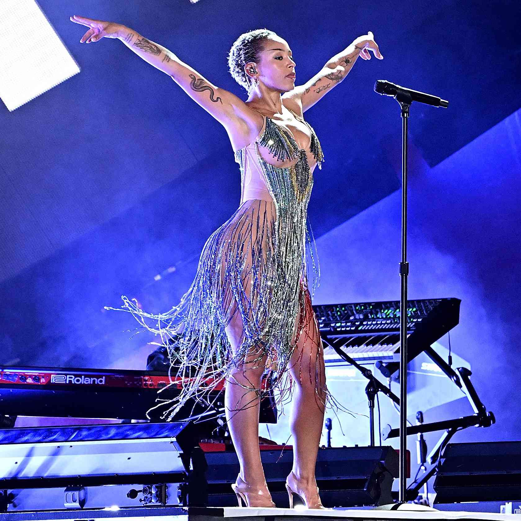 Doja Cat rehearses ahead of Global Citizen Festival in Central Park on September 27, 2024 in New York City. 