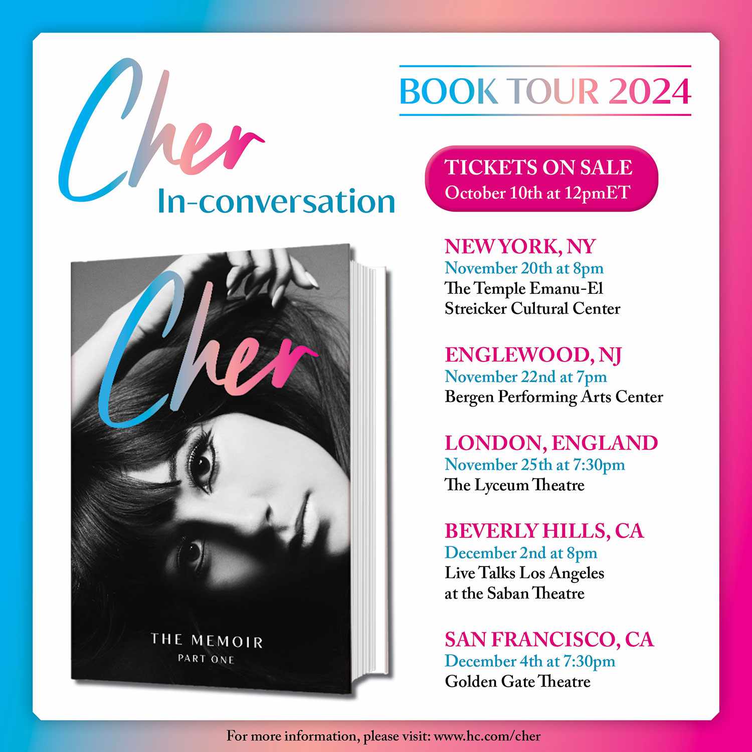 cher book tour promo poster