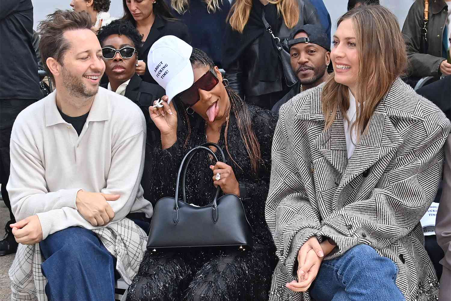 Derek Blasberg, Tiffany Haddish and Maria Sharapova attend the Stella McCartney show during Paris Fashion Week Womenswear Spring/Summer 2025 