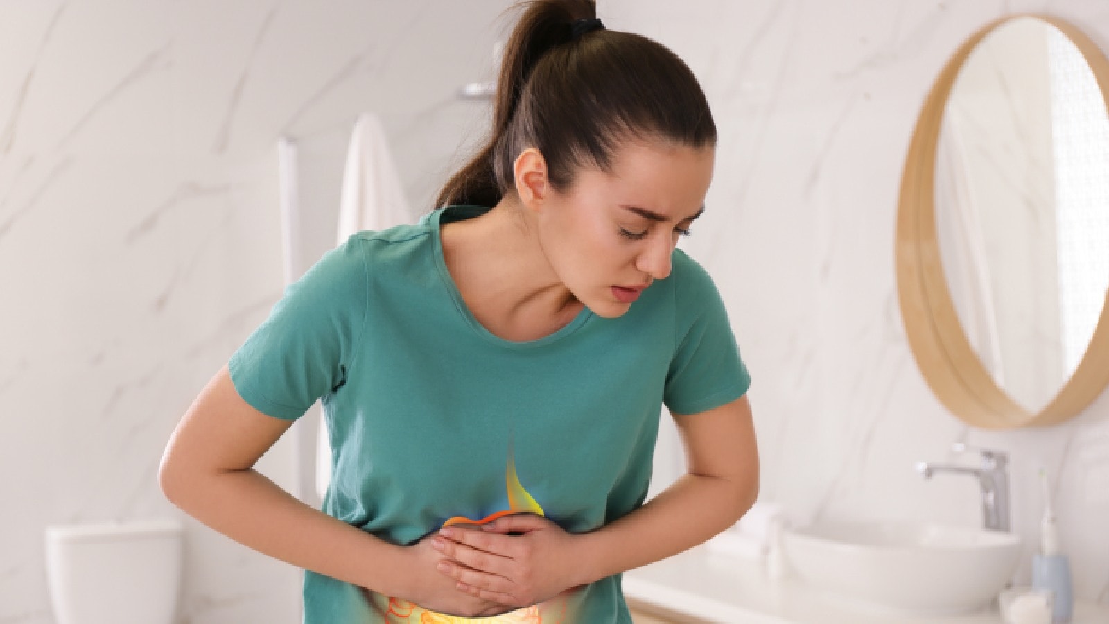 Woman suffering from diarrhea