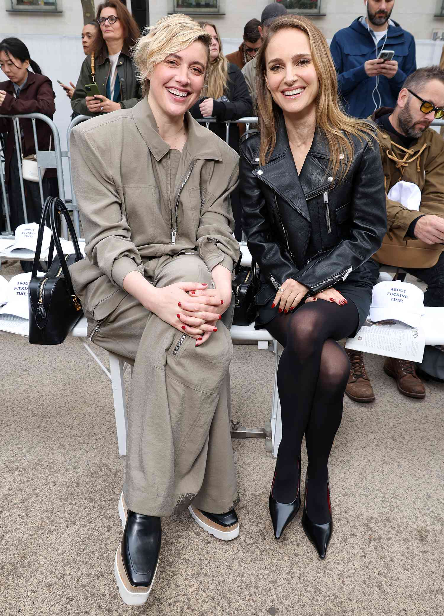 Greta Gerwig and Natalie Portman attend the Stella McCartney Paris Womenswear Spring-Summer 2025 