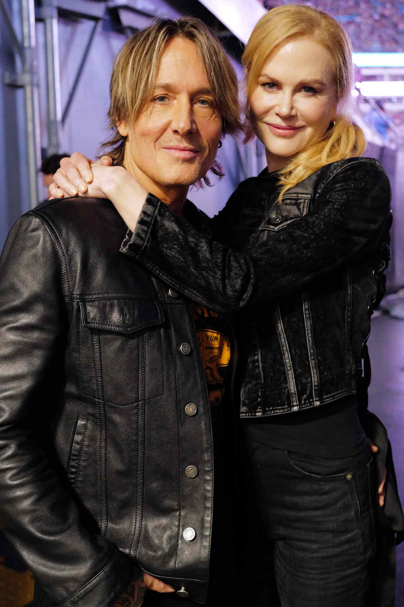 Keith Urban and Nicole Kidman are seen backstage at the Concert For Carolina Benefit Concert at Bank of America Stadium on October 26, 2024 in Charlotte, North Carolina.