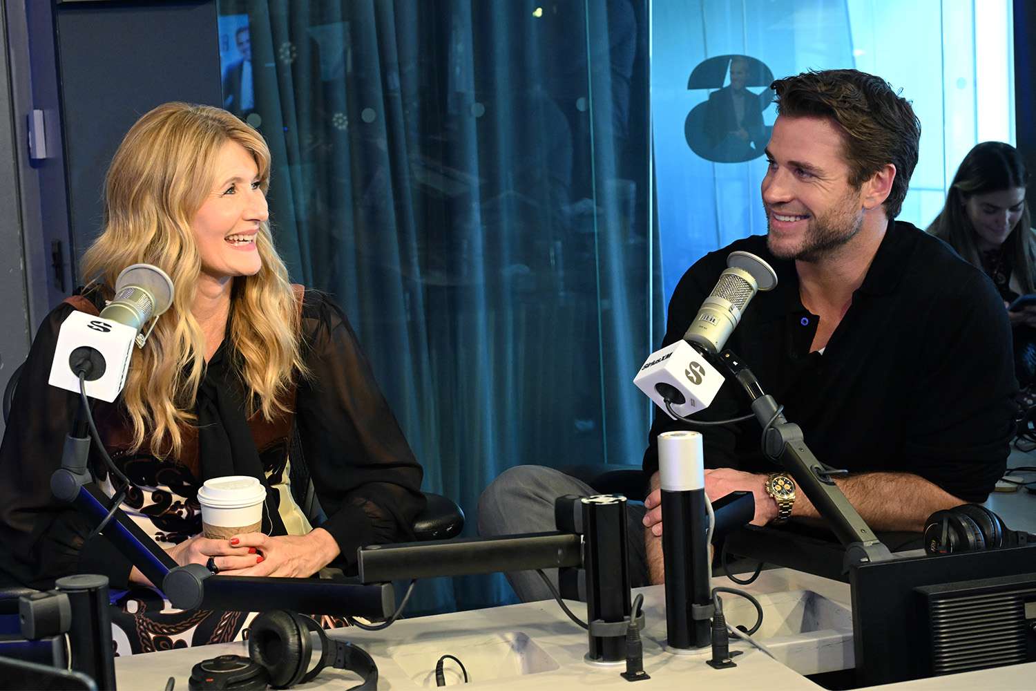 Laura Dern and Liam Hemsworth visit SiriusXM Studios