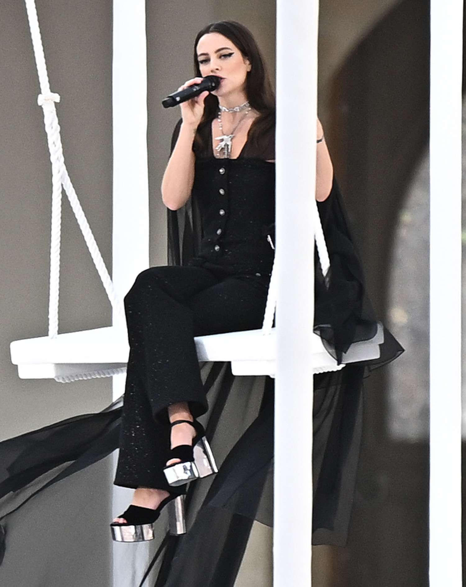 Riley Keough performsl on the runway during the Chanel Paris Womenswear Spring-Summer 2025 show