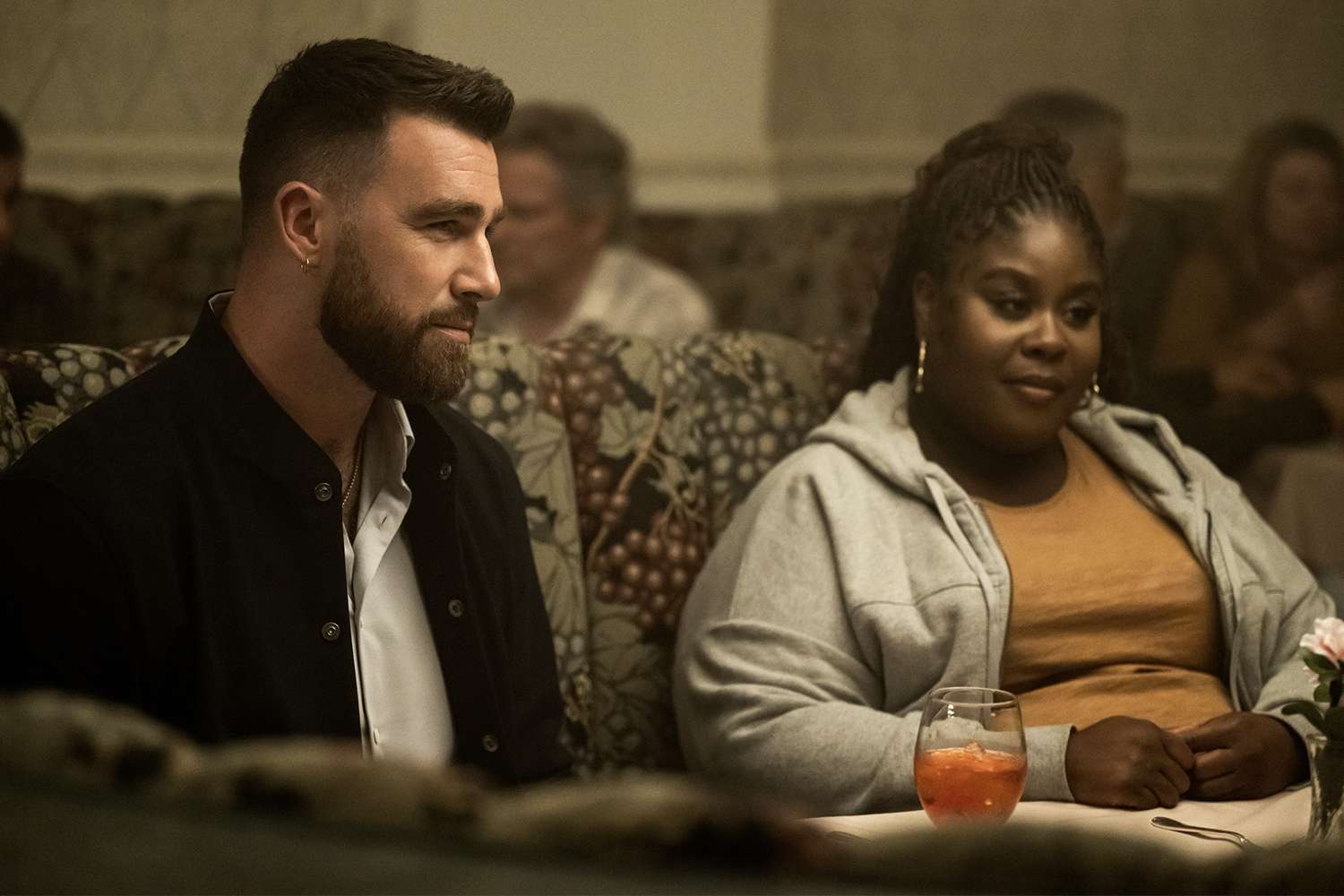 FX's Grotesquerie -- Episode 7 (airs Wednesday, October 16 at 10 p.m. ET/PT) Pictured (L-R): Travis Kelce, Raven Goodwin as Merritt Tryon. 