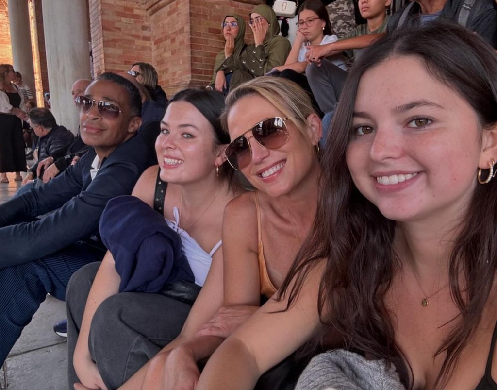 Photo shared by Amy Robach on Instagram October 2024 featuring T.J. Holmes and her daughters Ava and Annalise, from a family reunion in Spain, where Annalise is studying