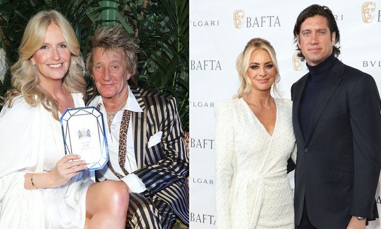 Sir Rod Stewart's towering son, 18, poses with Tess Daly's lookalike daughter, 20, for rare photos