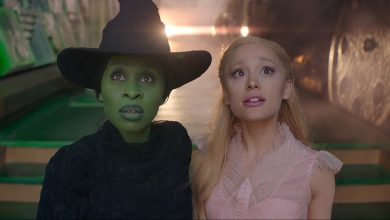 (L-R) Cynthia Erivo is Elphaba and Ariana Grande is Glinda in