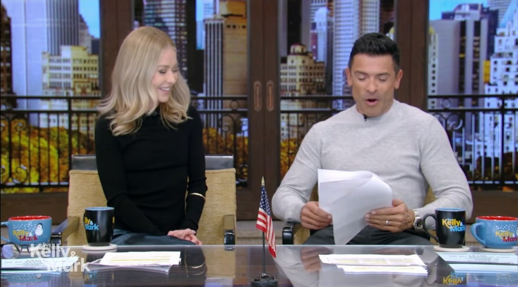 Kelly Ripa joked that she was cancelling Thanksgiving after Mark Consuelos read out some awful holiday jokes on Live 