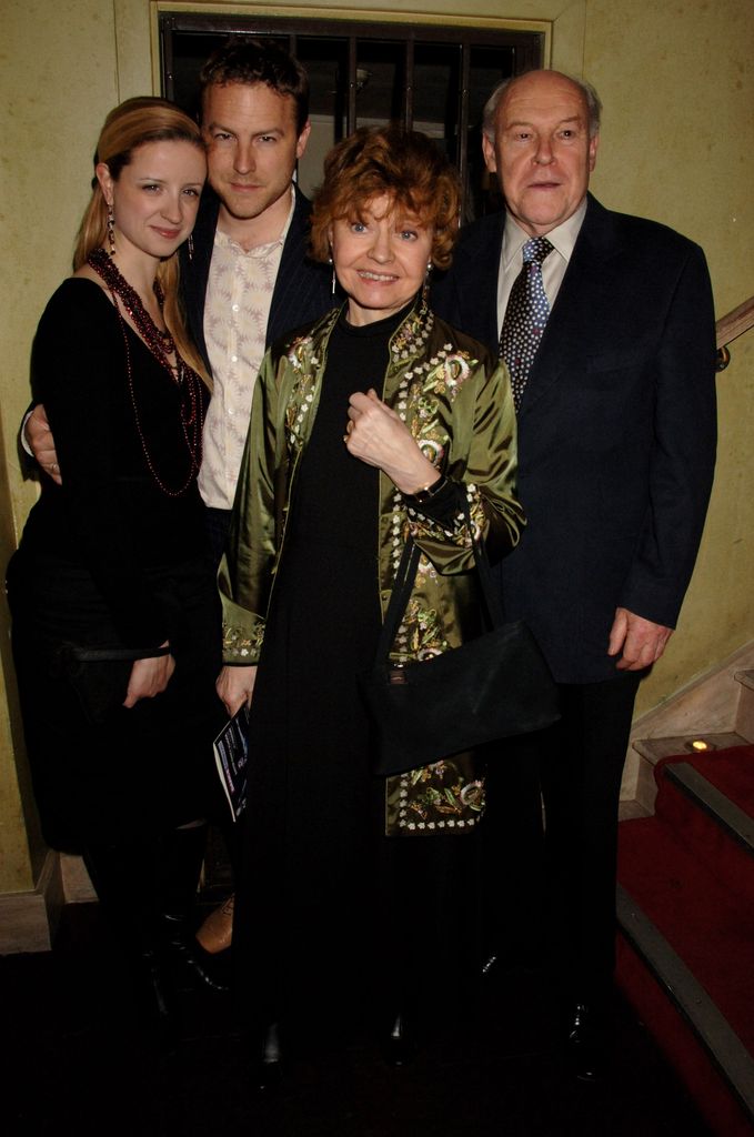 Sam West with partner Laura Wade and his father Timothy West with wife Prunella Scales attend the after party following the press night of The Lover/The Collection, at the Adam Street Club on January 29, 2008 in London, England