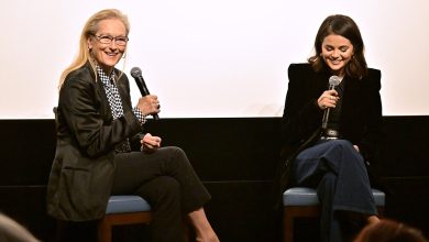 (L-R) Meryl Streep and Selena Gomez speak onstage during the Emilia Pérez Screening & Q&A at San Vicente Bungalows on November 20, 2024 in West Hollywood, California.