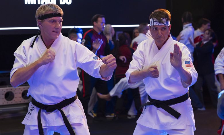 (L to R) William Zabka as Johnny Lawrence, Ralph Macchio as Daniel LaRusso in Cobra Kai.