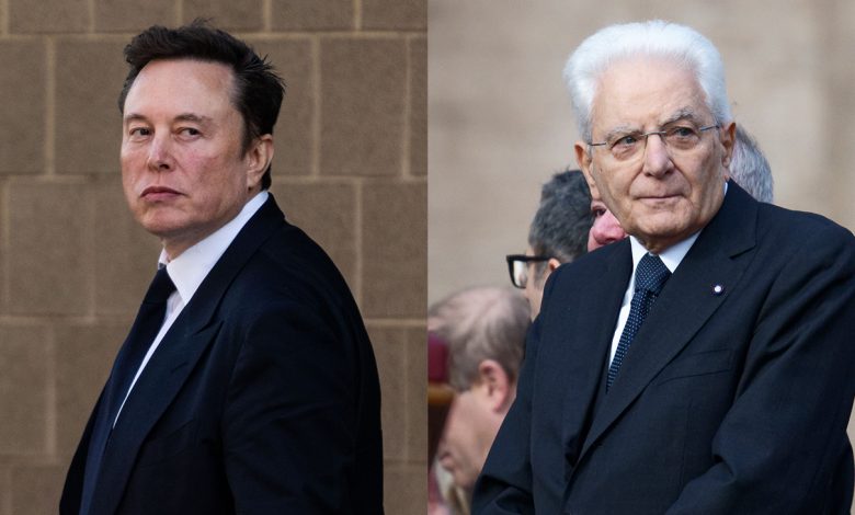 Elon Musk and Italy president Sergio Mattarella