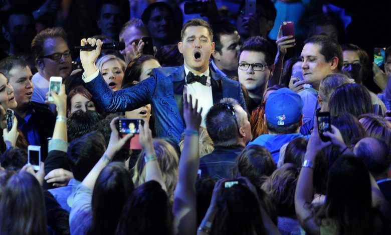 Singer Michael Buble performs on stage at the 2013 Juno Awards.