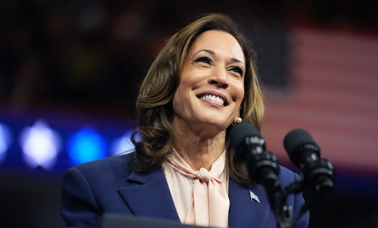 Democratic presidential candidate, U.S. Vice President Kamala Harris speaks during a campaign rally with Democratic vice presidential candidate Minnesota Gov. Tim Walz at the Liacouras Center at Temple University on August 6, 2024 in Philadelphia, Pennsylvania.