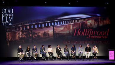 (L-R) Morgan Neville, Shiori Ito, Josh Greenbaum, Peter Ettedgui, Ibrahim Nash’at, Scott Feinberg, Angela Patton, Stephen Maing, Brendan Bellomo, Matt Tyrnauer, and Julian Brave NoiseCat speak onstage at the Docs To Watch: Directors Roundtable during the 27th SCAD Savannah Film Festival on October 30, 2024 in Savannah, Georgia.