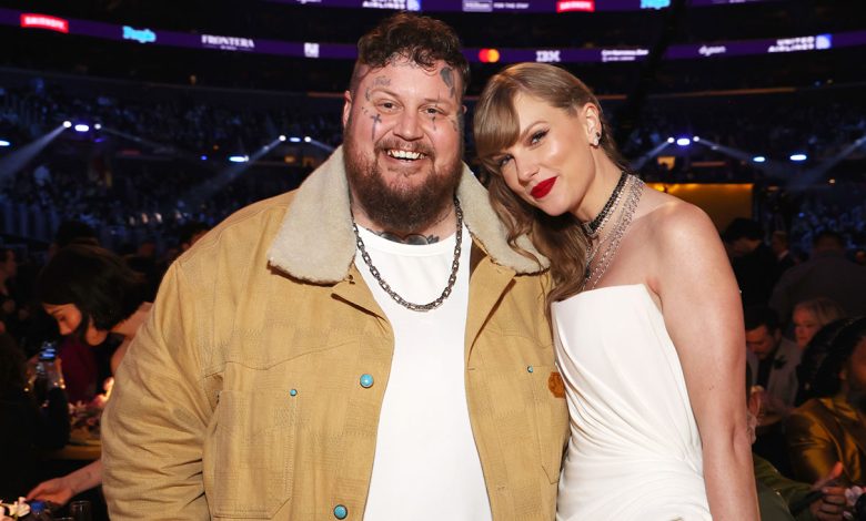 Jelly Roll and Taylor Swift at the 2024 Grammys.